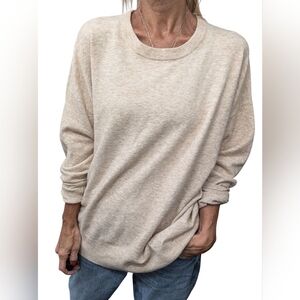Jenni Kayne Oatmeal Merino Cashmere Blend Sweater Relaxed Minimalist M